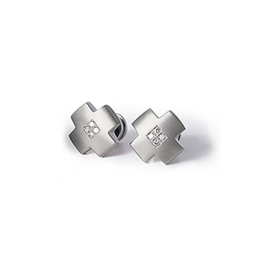 BOCCIA Titanium Cross Studs with Four Diamonds - 0506 03