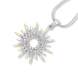 Small Sunburst with Cubic Zirconias - Sterling Silver (includes chain)