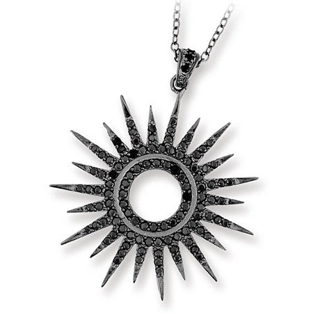 Large Sunburst with Cubic Zirconias - Sterling Silver (includes chain)