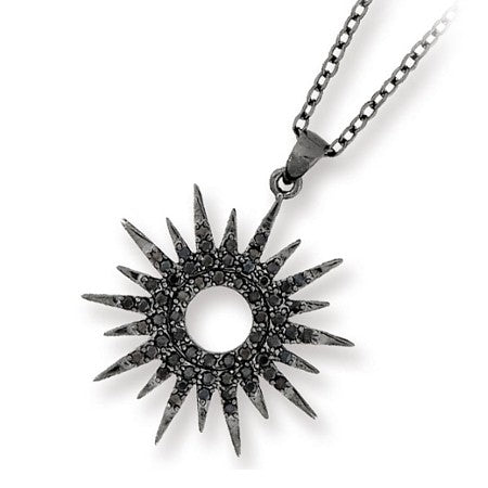 Small Sunburst with Cubic Zirconias - Sterling Silver (includes chain)