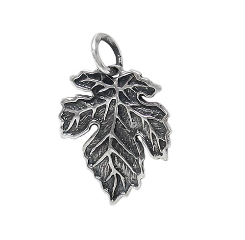 Simple Sterling Silver Maple Leaf Pendant - Detailed & Oxidized