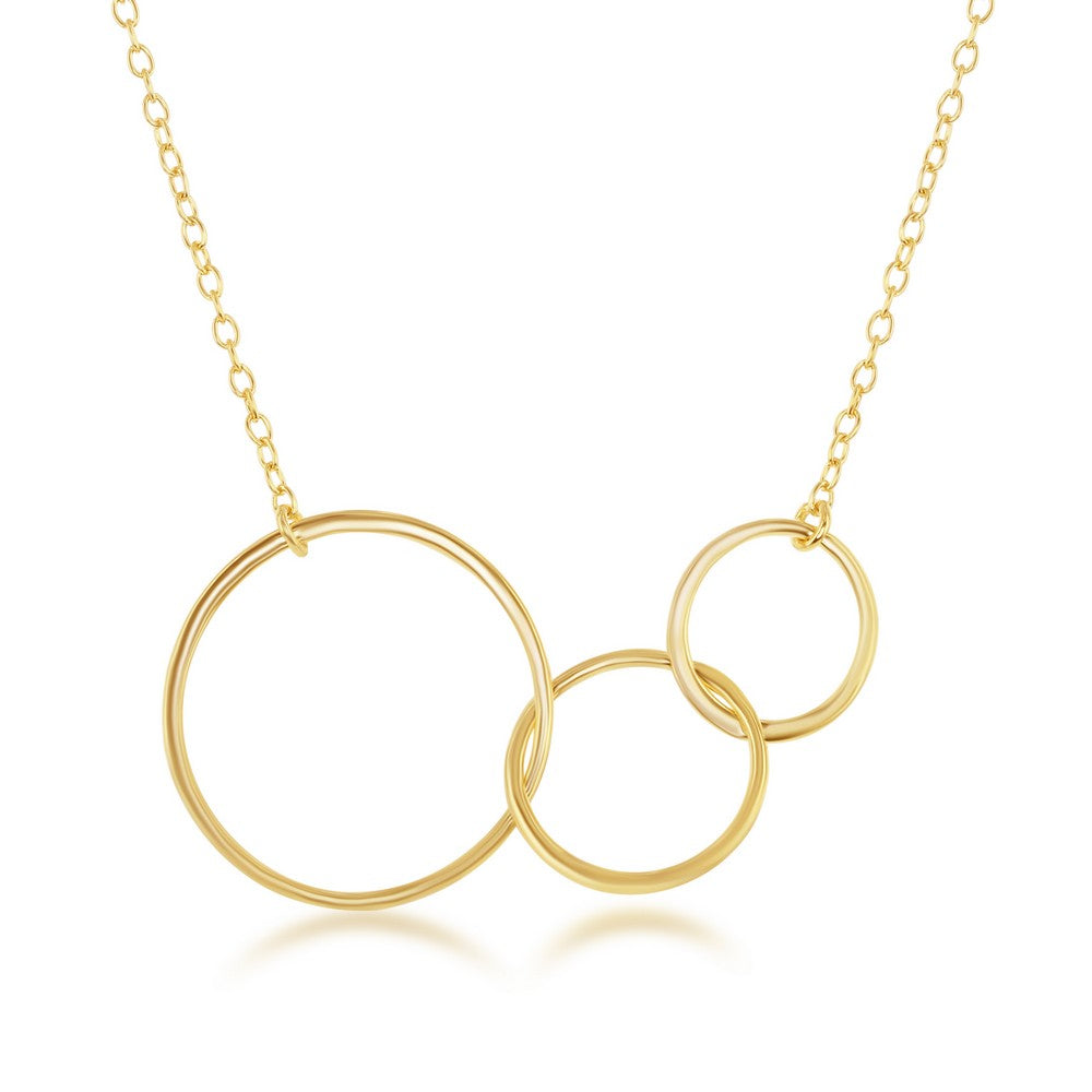 Three Inter-locking Circle Necklace - Sterling Silver - L-4045