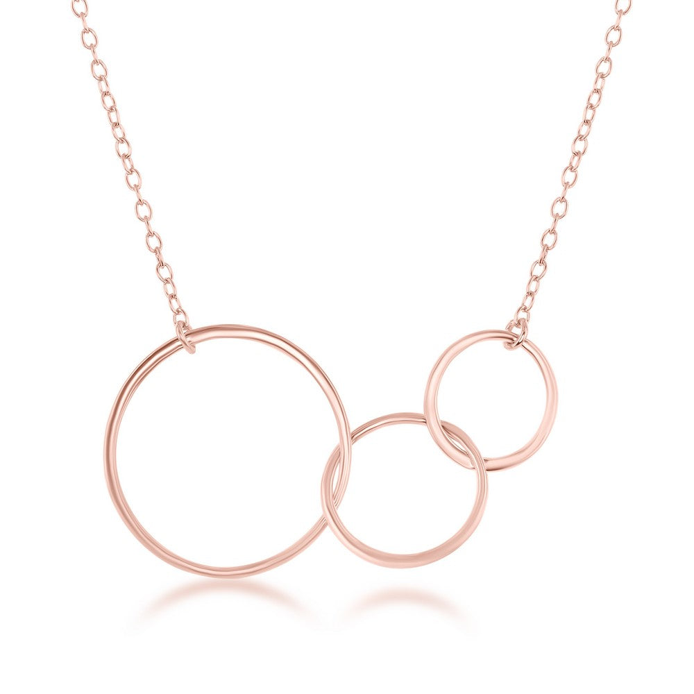 Three Inter-locking Circle Necklace - Sterling Silver - L-4045