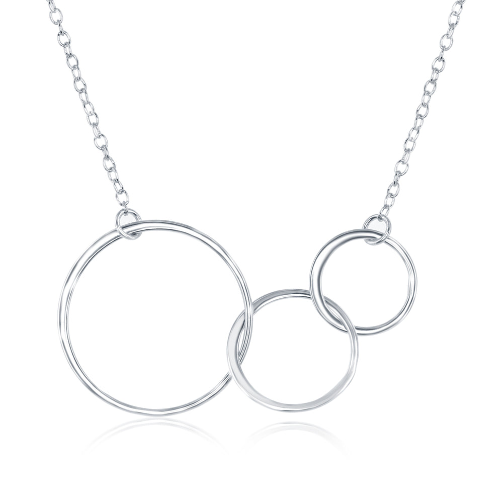 Three Inter-locking Circle Necklace - Sterling Silver - L-4045