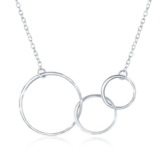 Three Inter-locking Circle Necklace - Sterling Silver - L-4045