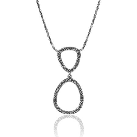 Sterling Silver Marcasite Double Open Shapes with Chain - MM-P03