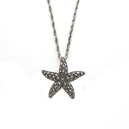 Sterling Silver Marcasite Starfish with Chain