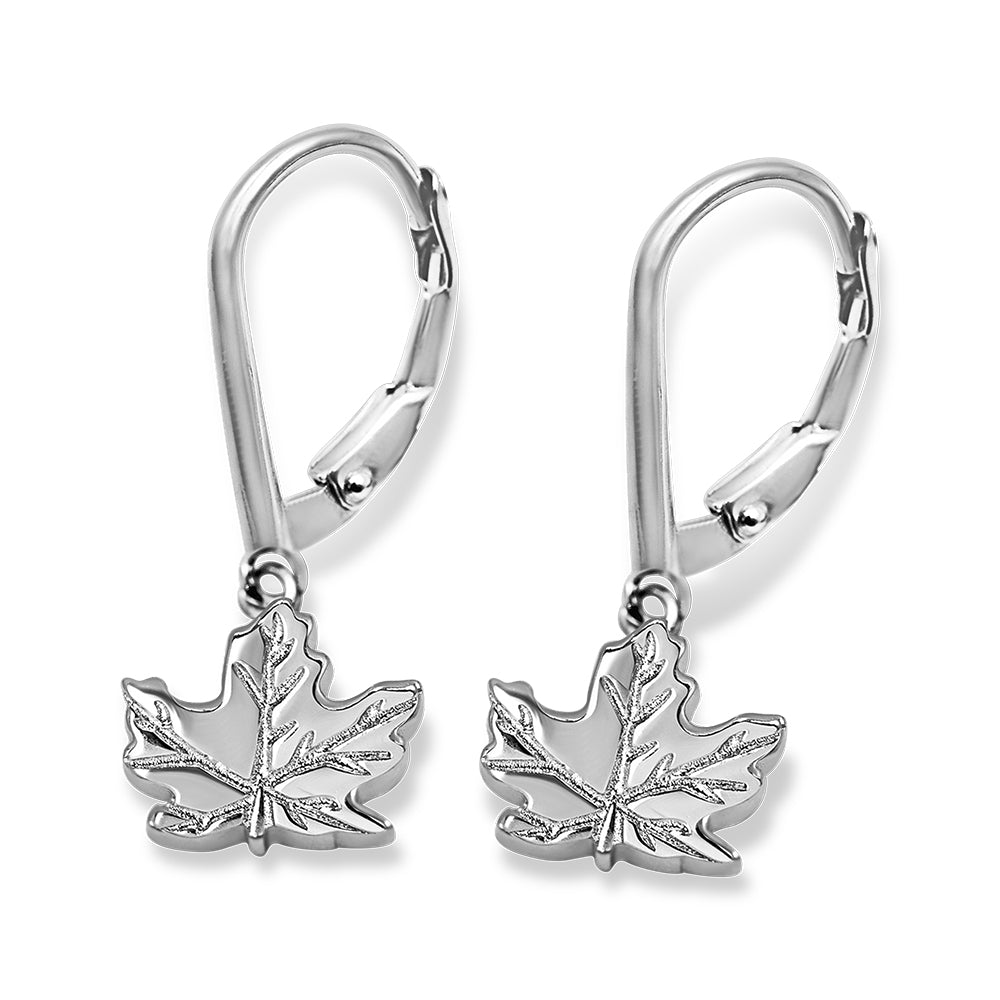 Detailed Maple Leaf Leverbacks Earrings - Sterling silver (with or without plating)