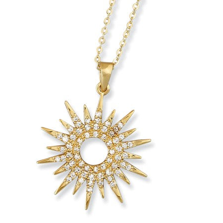 Small Sunburst with Cubic Zirconias - Sterling Silver (includes chain)