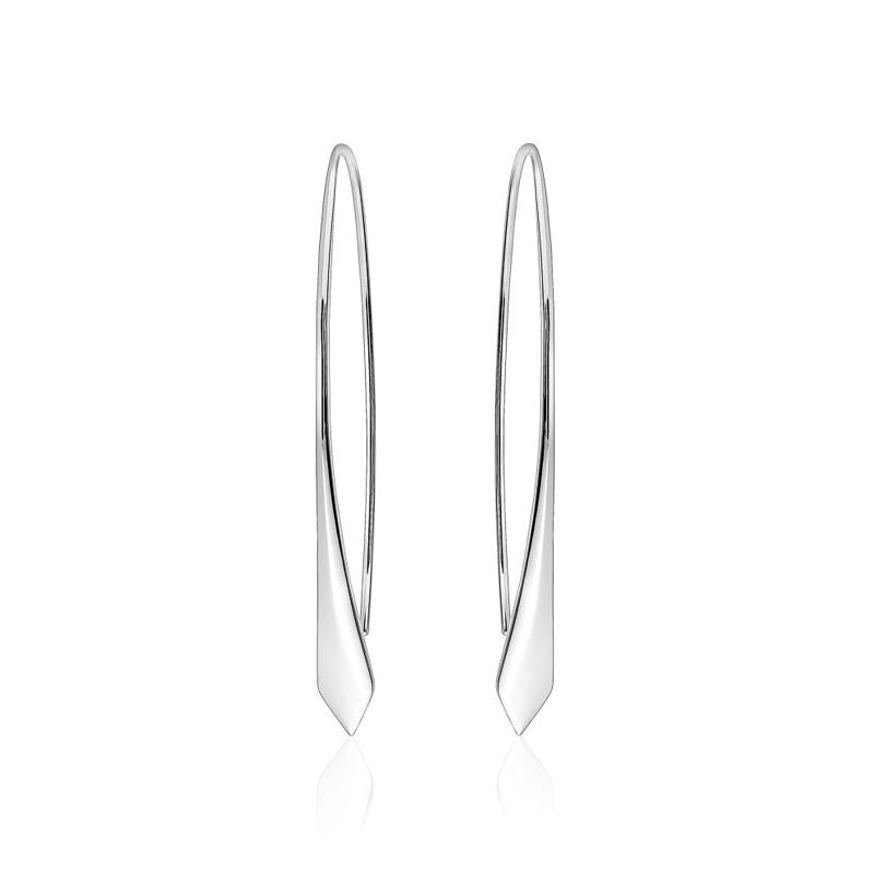 Elegant Long Sterling Silver Point Earrings - Rhodium-plated - Delphinus