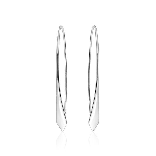 Elegant Long Sterling Silver Point Earrings - Rhodium-plated - Delphinus