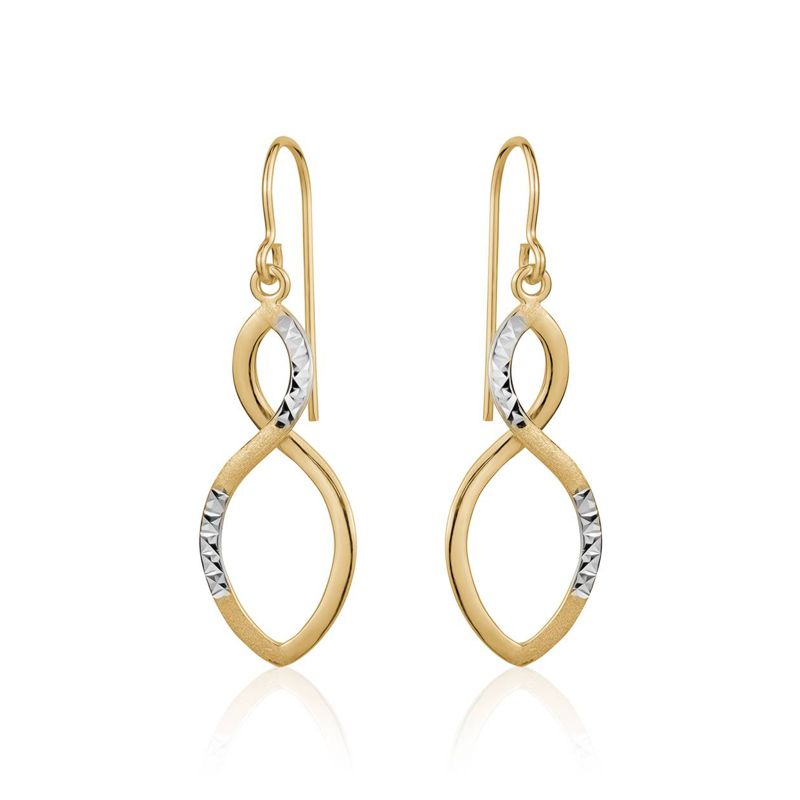 Soft Brushed Gold-plated Sterling Silver Infinity Earrings with Etched Detail - A-E78