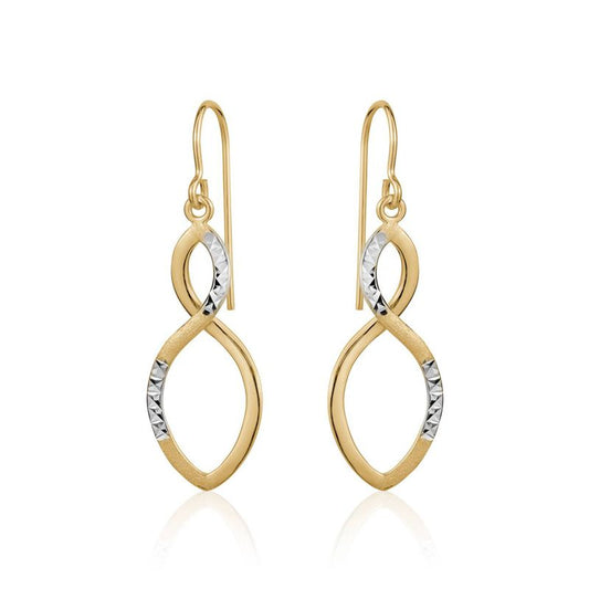 Soft Brushed Gold-plated Sterling Silver Infinity Earrings with Etched Detail - A-E78