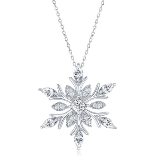 Large Sterling Silver and Cubic Zirconia Snowflake - Sterling Silver (includes chain)