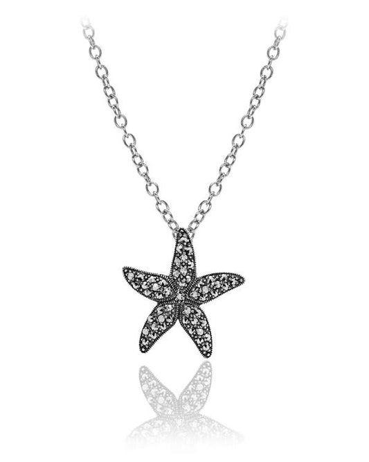 Sterling Silver Marcasite Starfish with Chain