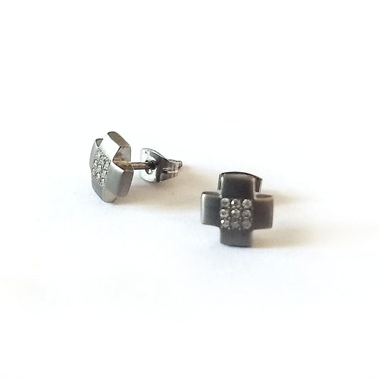 BOCCIA Titanium Cross Studs with Nine Diamonds - 0506 04