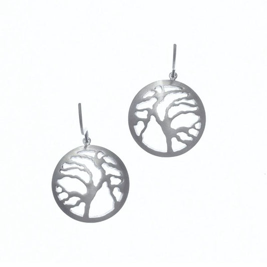 STEELX Brushed Steel Tree of Life Cut-out Circles - ER195